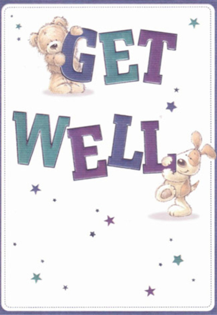 A picture of gentle support and healing, this illustrated get well card is imbued with all the easy warmth of a Roehampton afternoon. The scene features two affectionate companions: a friendly bear with artfully textured, sunlit fur and an animated puppy with silky floppy ears, both interacting with joyful, oversized letters shaded in aquamarine and amethyst. The bold, curved typography anchors the composition, while the cream-white backdrop lends an air of clarity and optimism-qualities both soothing and uplifting for someone in recovery. Around the pair swirl little star motifs in harmonising blues and purples, each star a quiet wish for brighter days, much like Roehampton's leafy avenues filled with gentle encouragement. The textures evoke the softness of freshly gathered blooms, as when a florist arranges petals with just the right touch in SW15. Together, these elements create a mood of innocence and warmth, offering not just a get well message but a tangible sense of community care, whether the card is sent on its own or accompanied by a vibrant local bouquet.